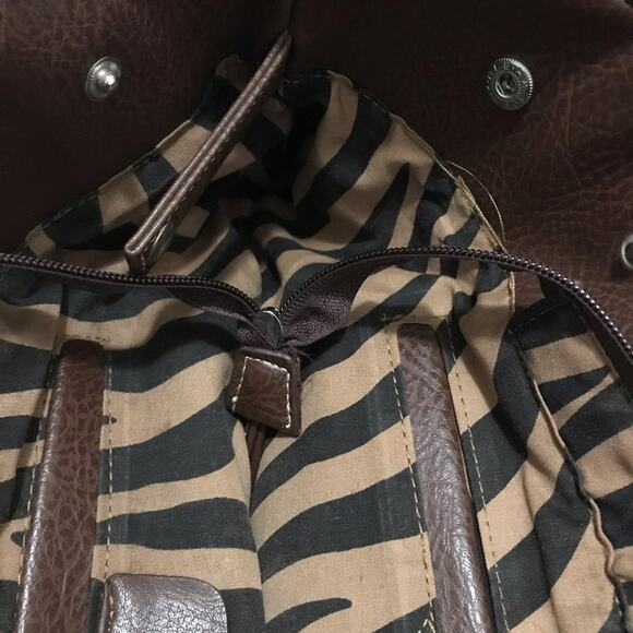 Animal Print Bedazzled Peace Sign Tote Shoulder Bag - Picture 6 of 10